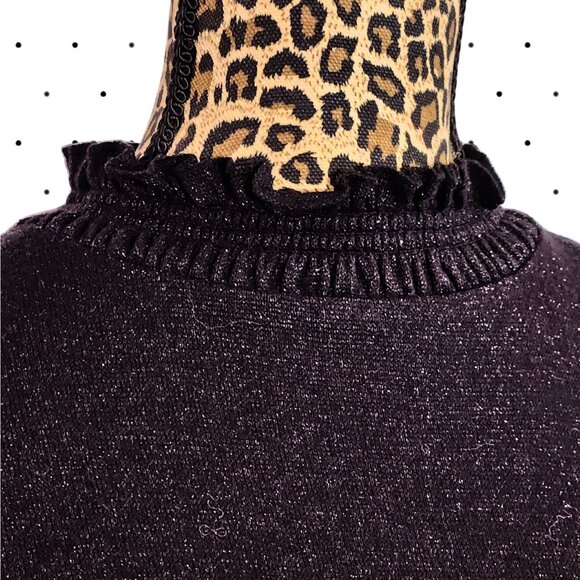 Black with sparkle detail dressy sweater with ruffled collar - Picture 2 of 4